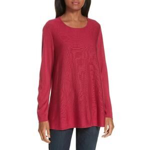$208 Eileen Fisher Tencel Silk Blend Round Neck Radish Pink Sweater XXS NEW